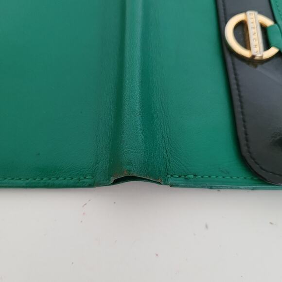 Givenchy Vintage Leather Wallet Green Logo Bifold Medium Compact Designer - Picture 8 of 13
